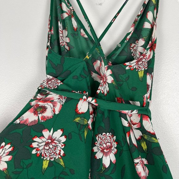 Contemporary Green Floral Jumpsuit Medium - Picture 2 of 5